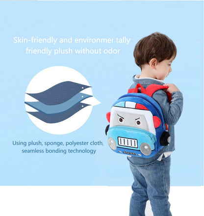 Mochila de carro estéreo de desenho animado para meninos e meninas de 2 a 4 anos, mochila escolar de jardim de infância, mochila de pelúcia infantil