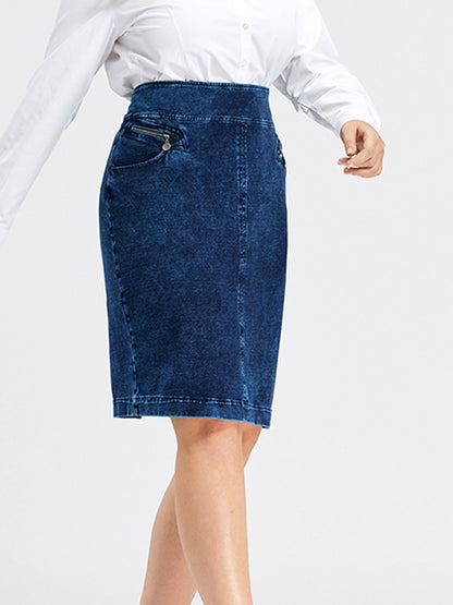 Women Plus Size Knitted Spring And Autumn Denim Fashion Skirt