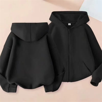 Children tops Zipper style Hoodies Coat Boy black Girls Pink Age 3-12 Kids Sweatshirt festival festival gifts Solid color
