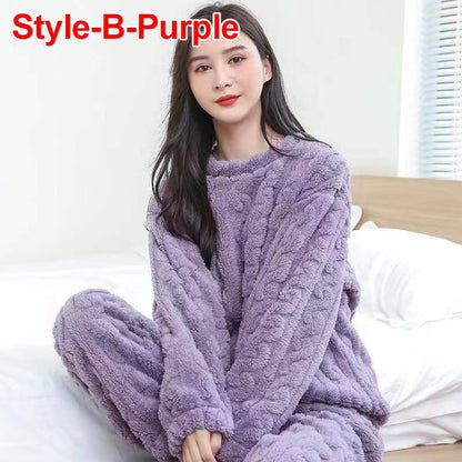 Winter Women's New Pajamas Homewear Suit Women's Fall and Winter Warm Clothes Coral Velvet Leisure Pajamas Padded Homewear