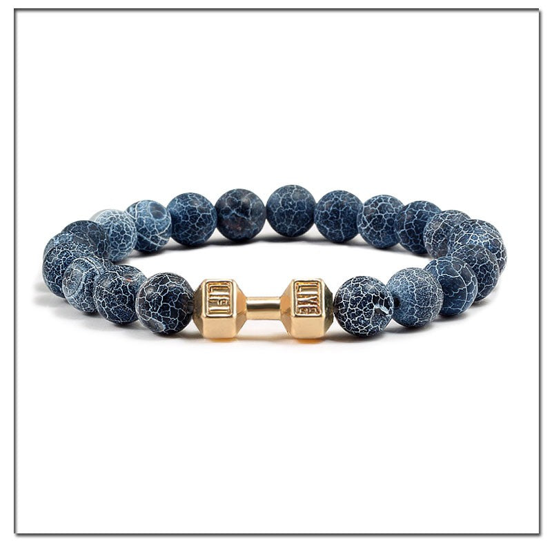 Pulseira Feminina/Masculina Ajustável Desgastada Preta, com Contas, Haltere, Joias de Yoga, Braceletes Originais