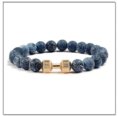 Pulseira Feminina/Masculina Ajustável Desgastada Preta, com Contas, Haltere, Joias de Yoga, Braceletes Originais