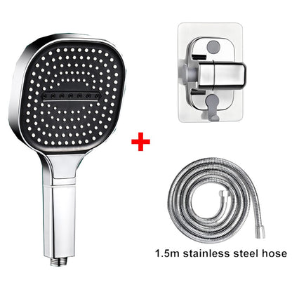Chuveiro de alta pressão com painel grande de 13CM, com filtro, 3 modos, bico de pulverização de grande fluxo, chuveiro quadrado para banheiro