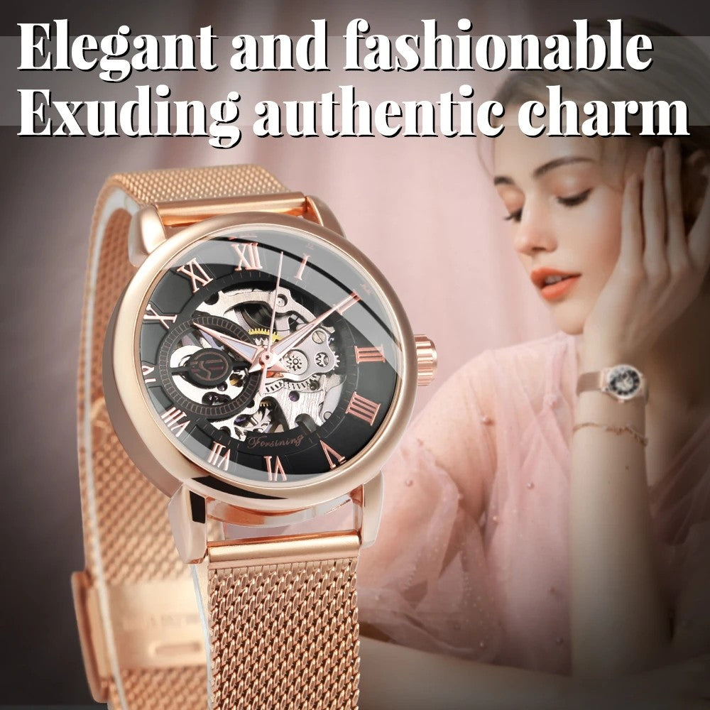 Forsining 099L Girl Bracelet Mechanical Watch With Manual Hand Wind Mechanical Wristwatch Mesh strap Female Watch Reloj Mujer