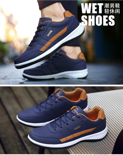 Sapatos masculinos de couro tênis tendência casual italiano respirável lazer masculino tênis calçados antiderrapantes sapatos vulcanizados masculinos