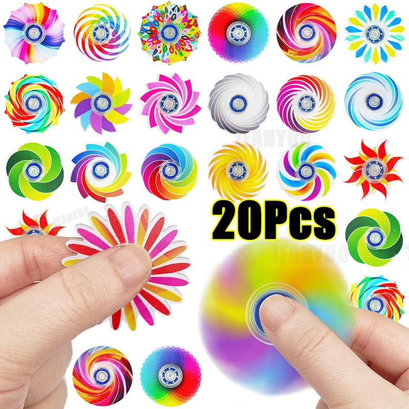 5-20Pcs Mini Ranbow Fidget Spinner Stress Relief Goodie Bag Filler Home Festival Game Birthday Gift Party Favor Classroom Prize