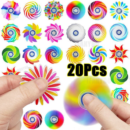 5-20Pcs Mini Ranbow Fidget Spinner Stress Relief Goodie Bag Filler Home Festival Game Birthday Gift Party Favor Classroom Prize