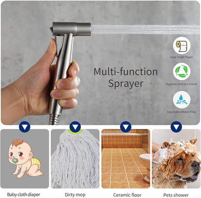 Handheld Toilet Bidet Sprayer Set Kit Stainless Steel Hand Bidet faucet for Bathroom Hand Sprayer Shower Head Self Cleaning