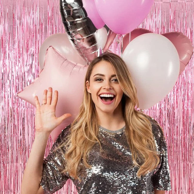 New 4/2/1Pack Party Backdrop Metallic Foil Fringe Tinsel Curtain Adult Kids Birthday Party Wedding Decoration Baby Shower Favor