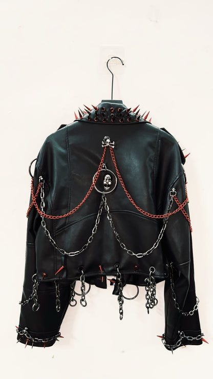 vintage Leather jacket Gothic Leather jacket Punk Leather jacketoversizeLeather jacket Rivet Leather jacket skull Leather jacket