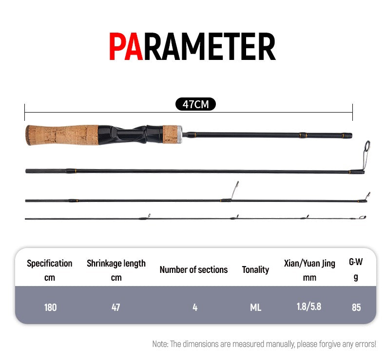 DEUKIO Vara de Pesca de Carbono Giratória 4 Seções 1.8m Vara de Viagem Portátil Varas de Pesca Giratórias Artigos de Pesca