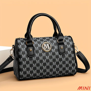 Women's Small Shoulder Crossbody Bag with Golden "M" Design, Synthetic Faux Leather Purse for Work, Travel, Parties & Gifts