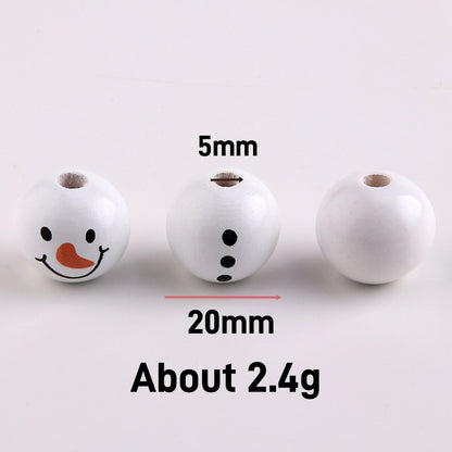 NANA Christmas Snowman Wood Craft Beads Christmas Theme Painted Diy Festive Party Decoration Fashion Custom Craft Accessories