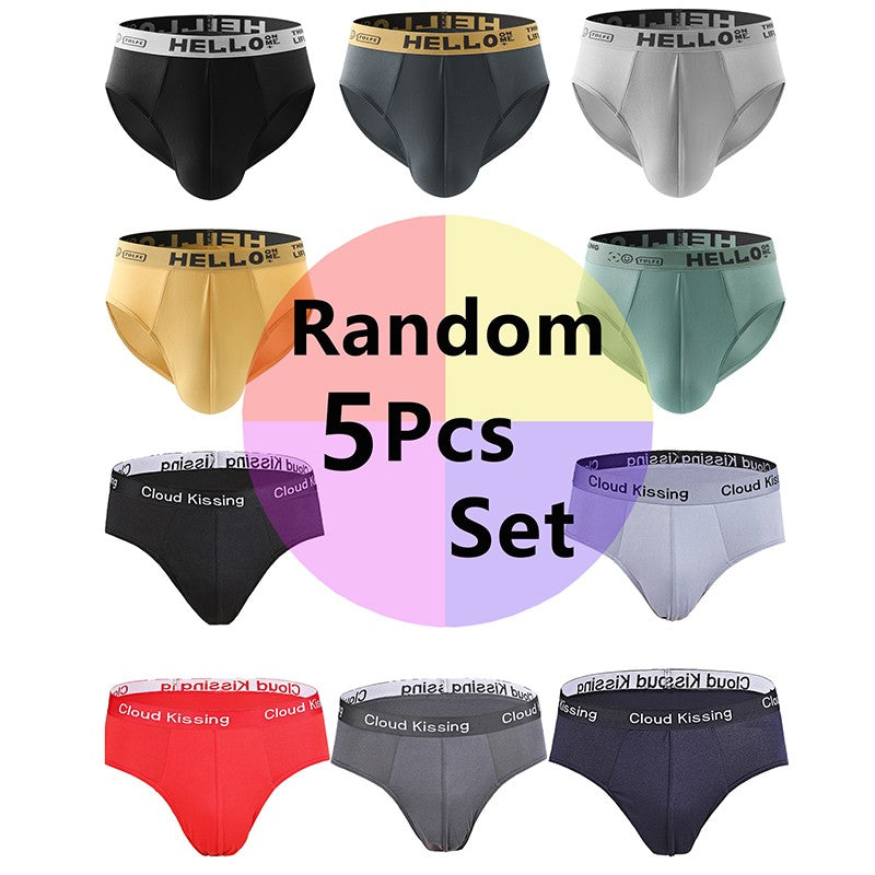 Random 5Pcs/set Men's Briefs Sexy Letter Waist Underwear Casual Comfortable Breathable Briefs Solid Color Underpants Men Panties