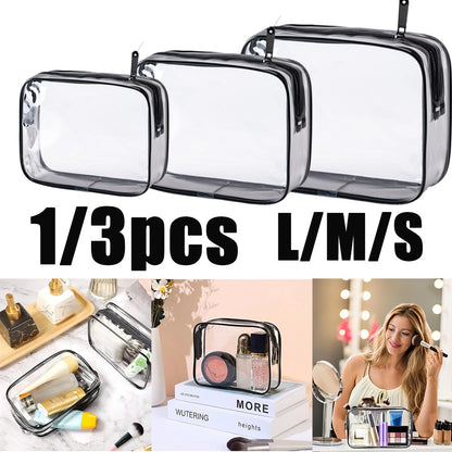 1/3pc Travel Organizer Bath Toiletry Wash Storage Bag Multifunction Large Capacity Waterproof Transparent With Zipper Women Gift