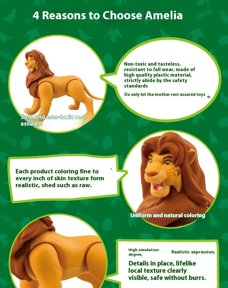 Em estoque Disney O Rei Leão Bonecos de Ação Brinquedos Simba Adulto Mufasa Scar Modelo de Brinquedo Animal Simulação Articulação Móvel de Presente