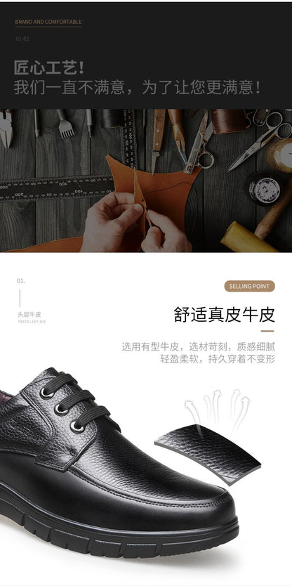 Sapatos Masculinos de Couro Feitos à Mão, Sapatos Sociais Casuais e de Negócios Minimalistas, Modernos, com Cadarço, para Pais de Meia-Idade
