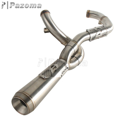 Pazoma 2-in-1 Exhaust Muffler Motorcycle Stepped Exhausts System For Harley Dyna Low Rider Street Fat Bob Super Wide Glide 06-17