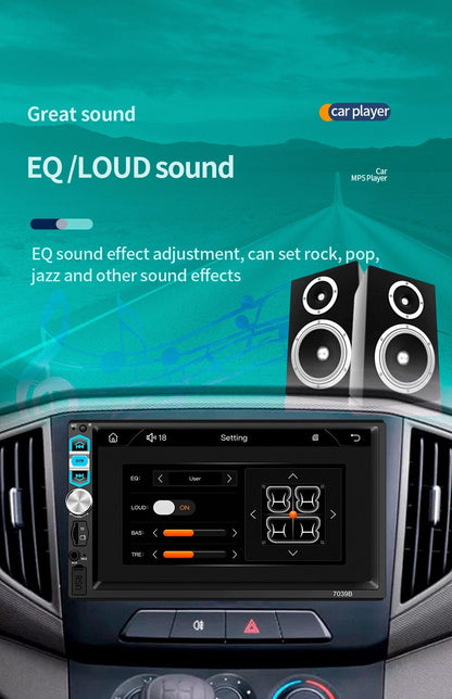 Universal 1 Din Car Radio HD 7" Touch Screen Stereo Bluetooth USB FM ISO Power Aux Input Mirror Link Auto Multimedia Player MP5