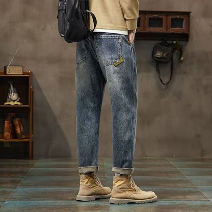 Autumn and Winter Men's Loose 95% Cotton Jeans Retro Yellow Mud  Street Hip-hop Baggy Harem Pants Outdoor Boys Workwear Pants