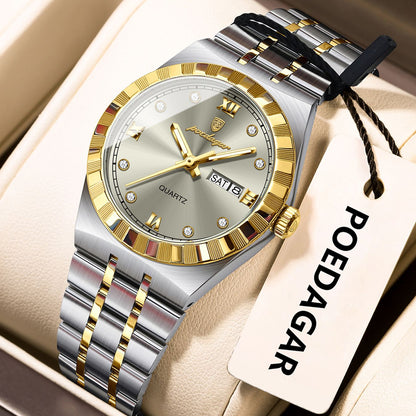POEDAGAR Luxury Original Ladies Watch Luminous Waterproof Week Date Woman Wristwatch Stainless Steel Women Quartz Watches Female