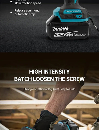 2025 Makita DTD173 bule 18v Brushless Lithium-ion Impact Driver Power Tool Ferramenta Multifuncional, Broca, Ferramenta Elétrica