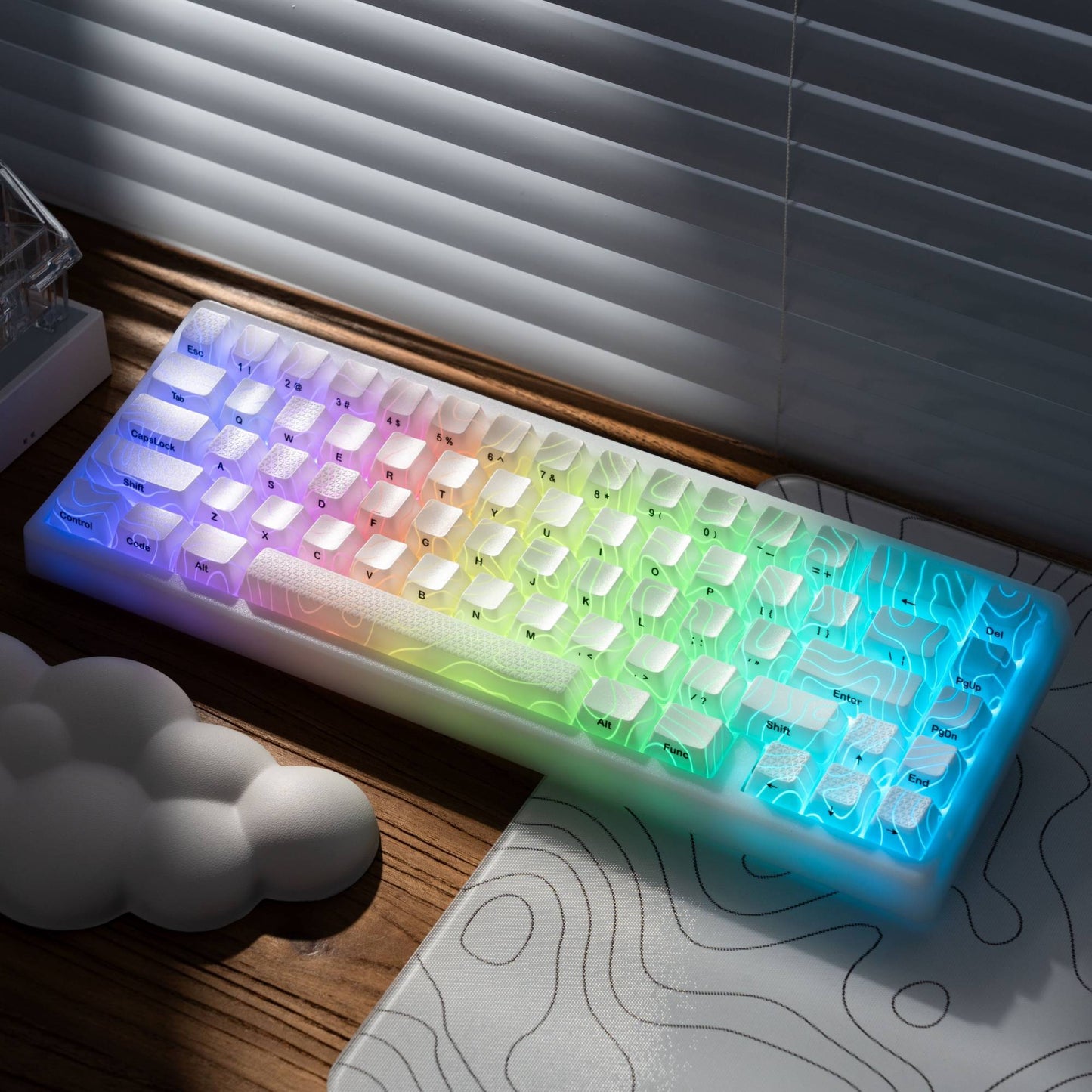 Teclado Mecânico XVX M67 JadeStone com Teclas IMD-Tech Hot Swappable Design Gasket Teclado com Retroiluminação RGB Personalizada Tri-Modo