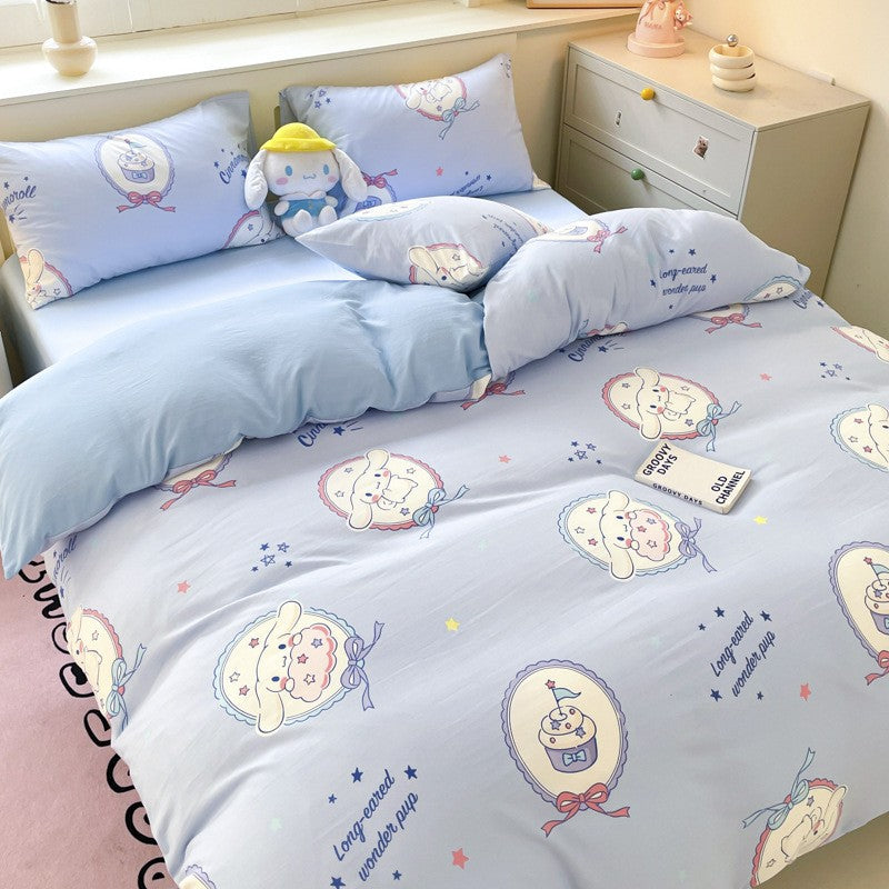 New Sanrio Hello Kitty Bedding Set Cotton Kuromi Melody Bedding Double Pillowcase Bed Linens Girl Dorm Bedclothes Home Textile
