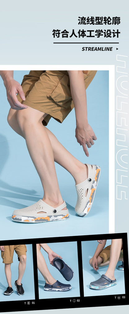 New Men's Sandals Driver Shoes EVA Light Slippers Unisex Colorful Camouflage Decoration Summer Beach Shoes Zapatos Hombre