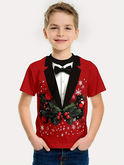 Children's Christmas T-Shirt 3D Print Funny Tops Festival Short Sleeve Baby Clothes 2-10y Christmas Gift for Boys Girls Clothing