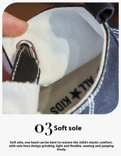 Children Canvas Shoes High-Top Boys and Girls Shoes White Board Shoes Small White Shoes New Kindergarten Baby Cloth Shoes