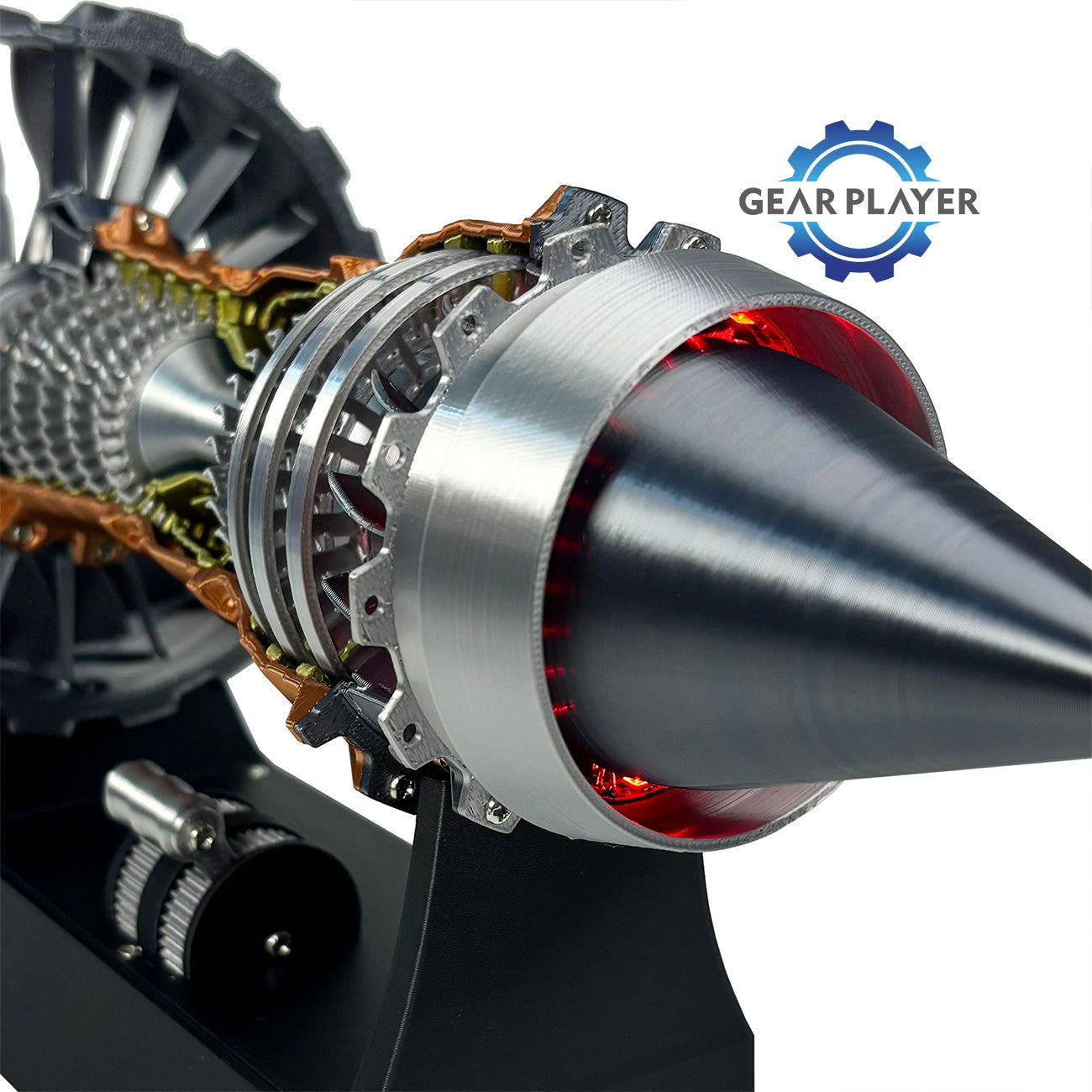 Kit de Modelo de Motor Turbojato com Velocidade Ajustável e Simulação de Chama Traseira para Montagem DIY e Projetos de Ciência