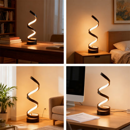Modern Spiral Table LED Night Light Dimmable Table Lamp Living Room Bedside Lamp RGBW Study Office Bedroom Decoration