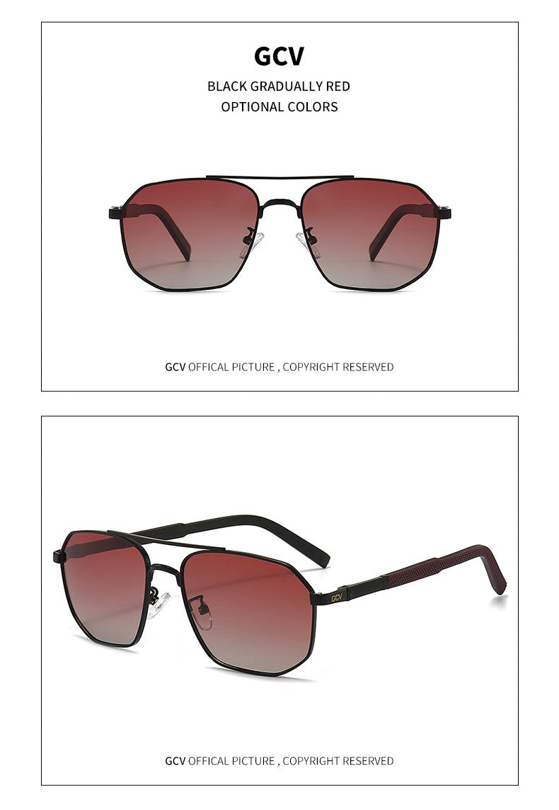 GCV 2025 Óculos de Sol Polarizados Clássicos Masculinos Modelo Piloto Quadrado Armação de Metal Óculos de Sol Masculinos para Dirigir Óculos UV Bloqueador Luxo