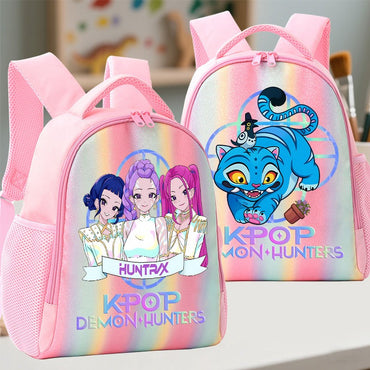 KPop Demon Hunters Backpack Anime Cartoon Print Shoulder Bags Student Large Capacity Stationery Organiser Back To School Gifts