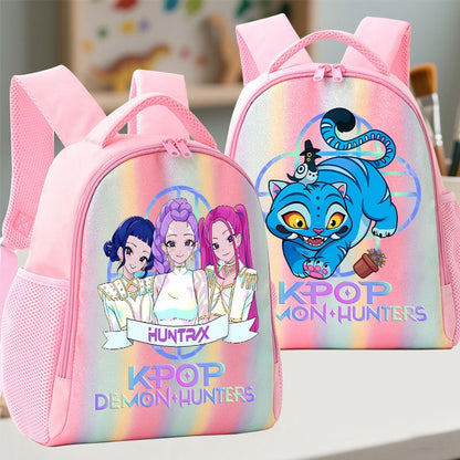 Mochila de Caçadores de Demônios KPop Estampa de Desenho Animado Anime Bolsas de Ombro para Estudantes Organizador de Papelaria Grande Capacidade Presentes de Volta às Aulas