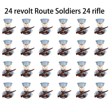 Brinquedos de blocos de montar para crianças: Modelos de Mini Armas de Exército Nacional de Guerra de Soldados de Infantaria da Segunda Guerra Mundial