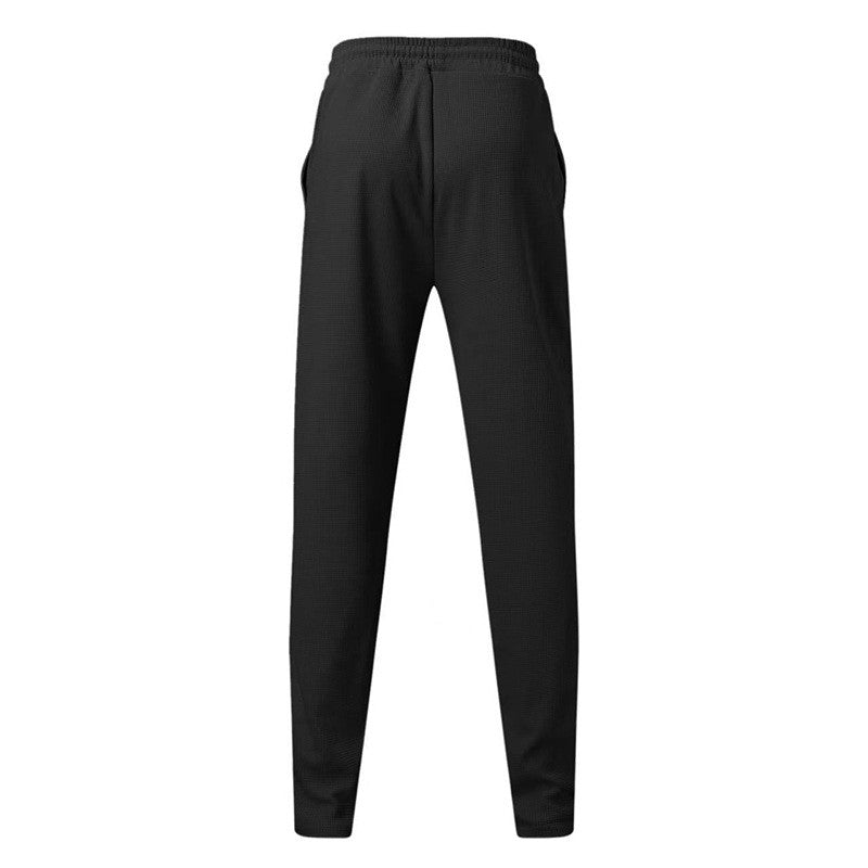 Calça Masculina Casual de Waffle de Cintura Média Calça Leve e Elegante Adequada para Todas as Estações
