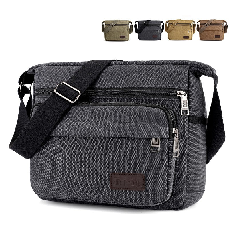 1 men's retro canvas crossbody bag, casual travel shoulder bag, outdoor sports shoulder bag with adjustable shoulder strap