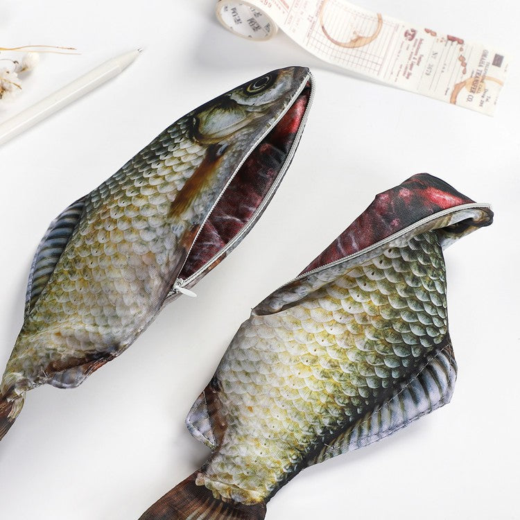 1pc Creative and Quirky Gift Simulated Fish Pen Bag Simulated Crucian Carp Stationery Bag