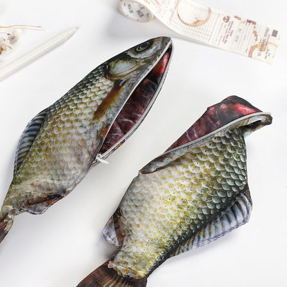 1pc Creative and Quirky Gift Simulated Fish Pen Bag Simulated Crucian Carp Stationery Bag