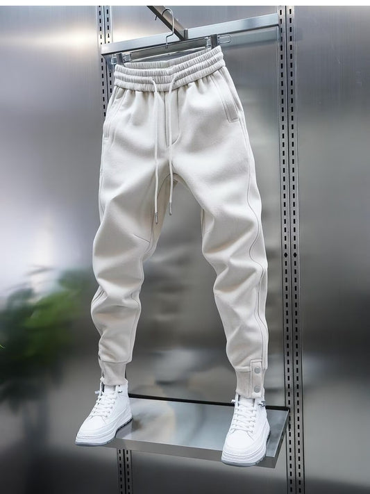 Solid Slim Fit Trousers Men's Casual Pants Loose Pockets Straight Cylinder Leggings Korean Fashion  Harajuku Sweatpants y2k pant