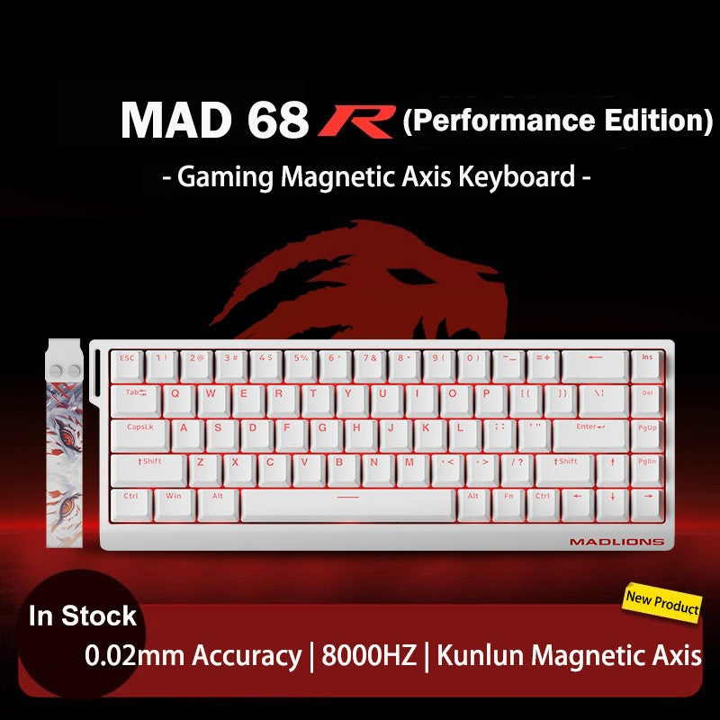 Teclado Gamer Switch Magnético MADLIONS MAD 60/68HE Com Fio Drive Web Custom 8K 61/68 Retorno RT Ajustável Hot Swap