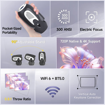 Magcubic HY300 X 4K Android 11 Projector with Electric Focus 300Ansi Wifi6 BT5.0 Portable Projector HIFI Sound Home Outdoor