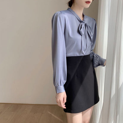 Bow Tie Chiffon Shirts Casual Long Sleeve White Blouse Women's Elegant Business Loose Blouses Ladies Spring and Autumn Chic Tops