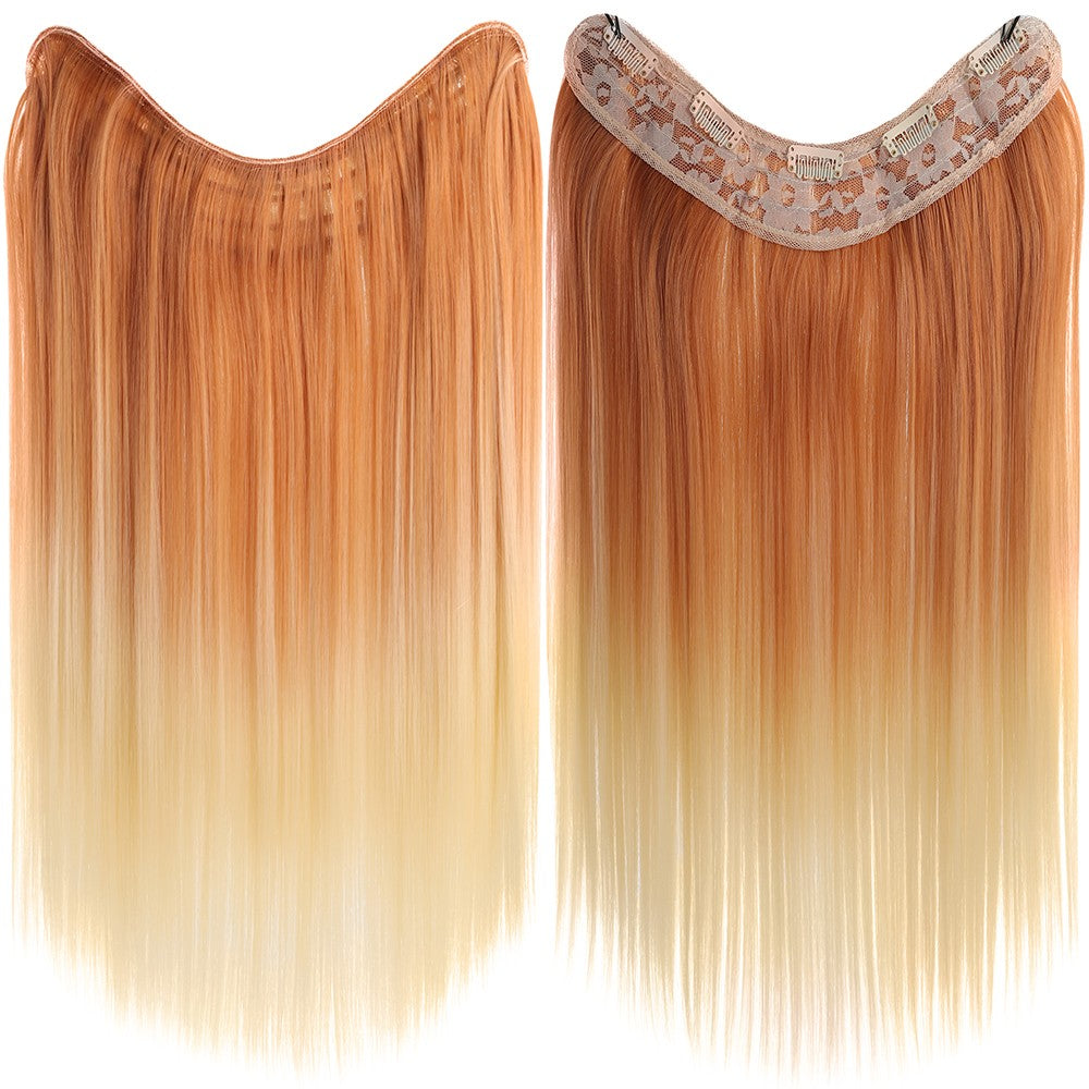 Extensões de Cabelo Sintético em V de uma Peça com 4 Clips Cabelo Liso Longo Peruca Cor 50CM Cabelo Falso Natural