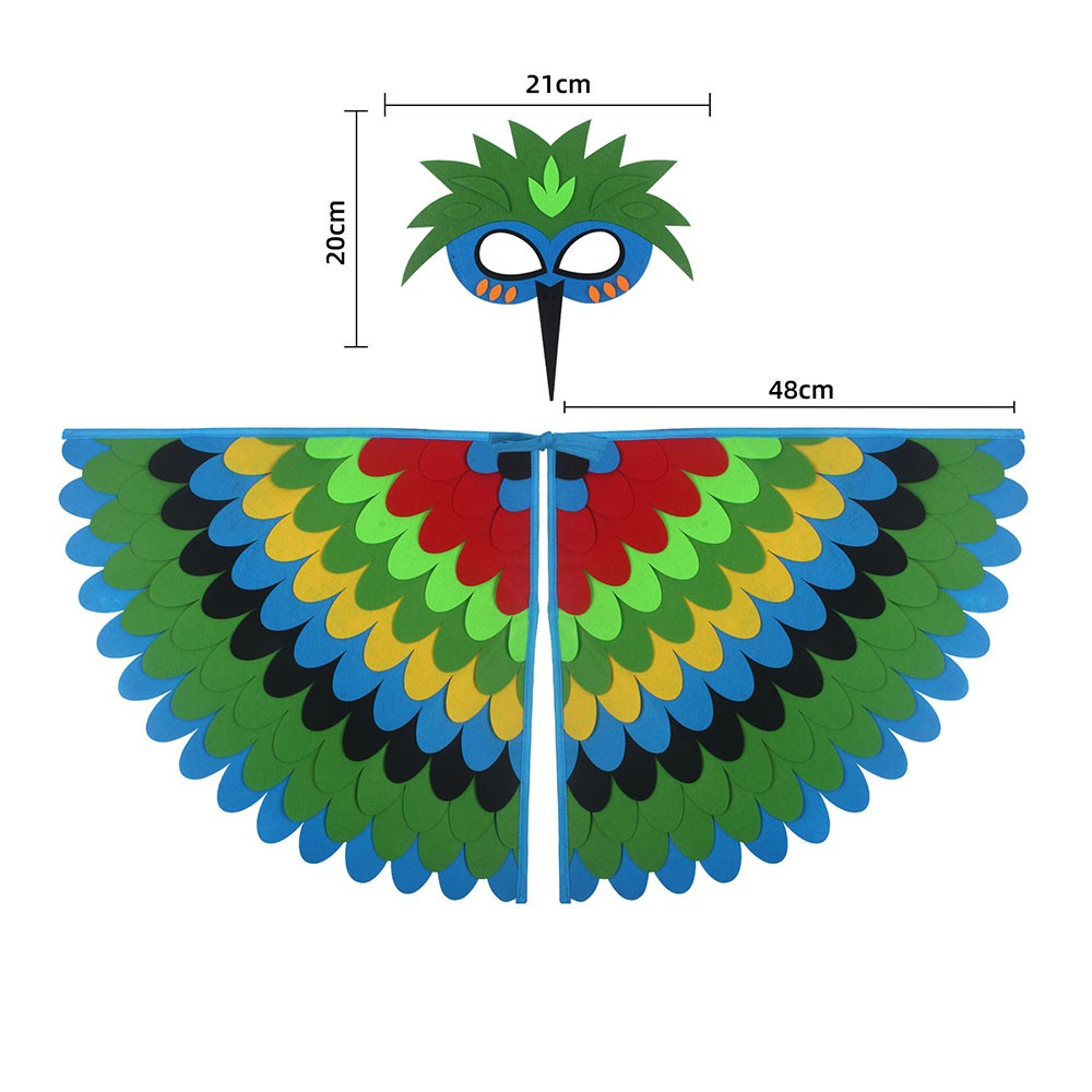Cute Owl Wings Costume Animal Peacock Pattern Felt Cloak With Matching Mask Performance Props Halloween Carnival Cosplay Cape