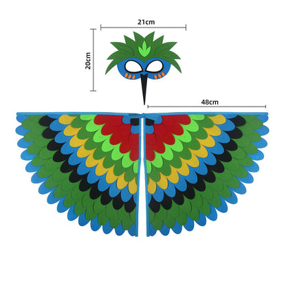 Cute Owl Wings Costume Animal Peacock Pattern Felt Cloak With Matching Mask Performance Props Halloween Carnival Cosplay Cape