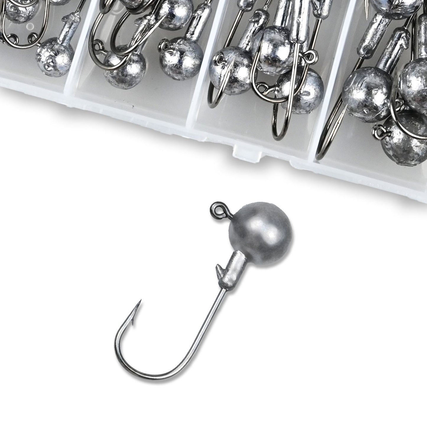 SantaKing 33/70Pcs Jig Heads Fishing Hooks Crappie Jigs Unpainted Jig Heads Round Ball Sharp Fishing Jigs Hooks