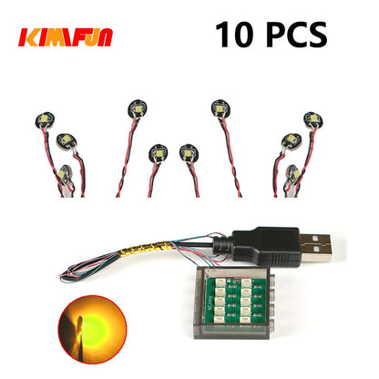10PCS 0.8mm Pino RGB LED Blocos de Montar USB Lâmpada DIY Luz de Rua Cidade Decoração Elétrica 1X1 Tijolo Compatível com Todas as Marcas